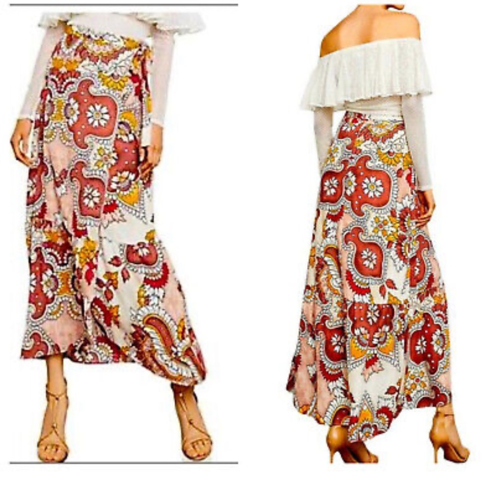 🛍️SALE🛍️ BCBGMAXAZRIA Grand Paisley Maxi Wrap Skirt In Dusty Rio (NWT)